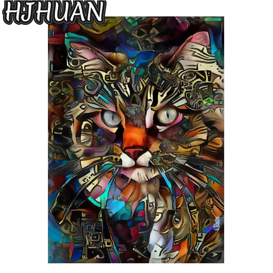 

New 5d diy 5D Diamond Painting abstract art cat Full Square/square Diamond Embroidery Pictures Of Rhinestones Mosaic Home Decor