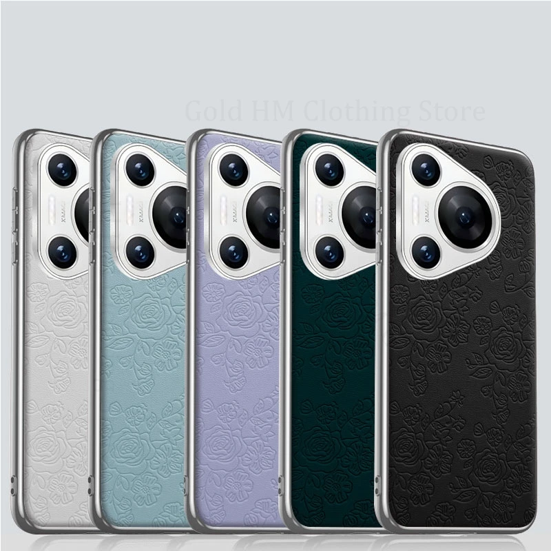 

Pura 70 Pro Plating Flowers Leather Shockproof Case For Huawei Pura 70 Ultra Pura70 Pro+ Protection Back Cover Pura 70 Pro Plus