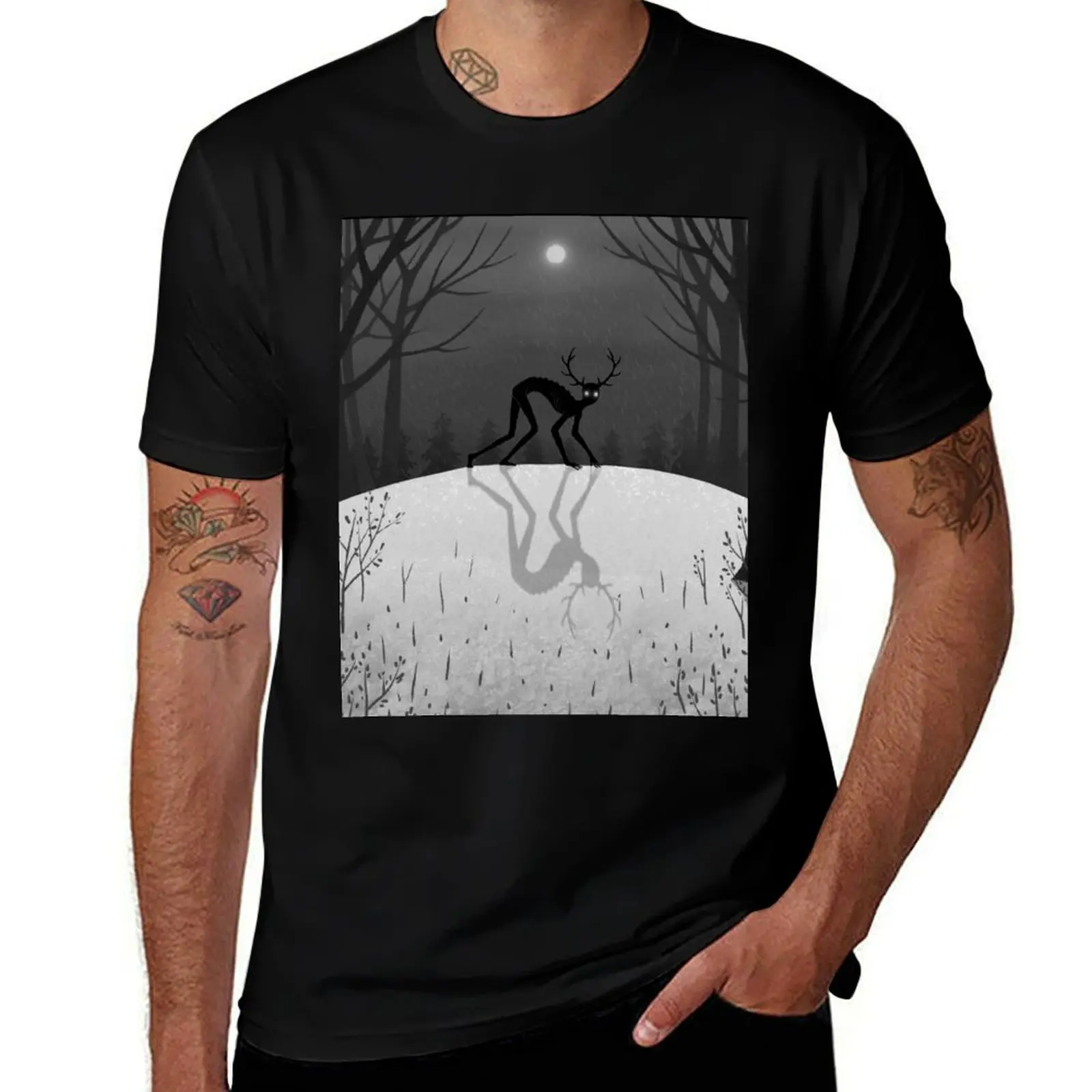 Curious Wendigo T-Shirt Everyday Wear Basic Short Sleeve Top T-Shirt
