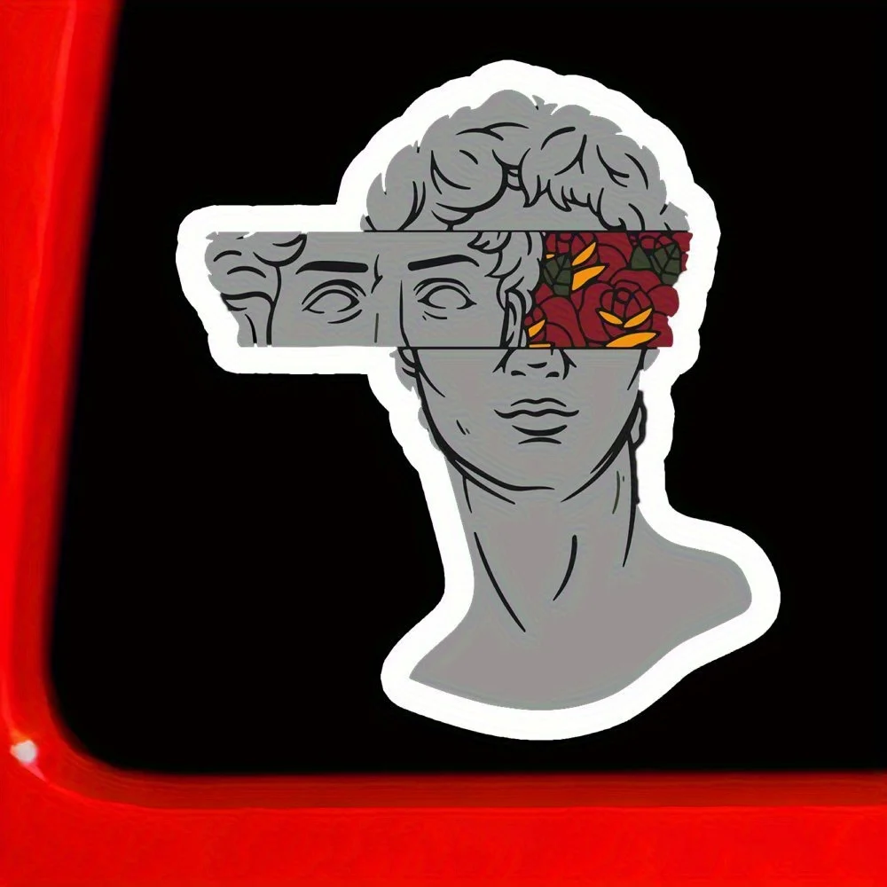 

1PC Artistic Floral Statue Head Sticker, Ideal for Laptop, Water Bottle, Skateboard, Phone Case & Luggage
