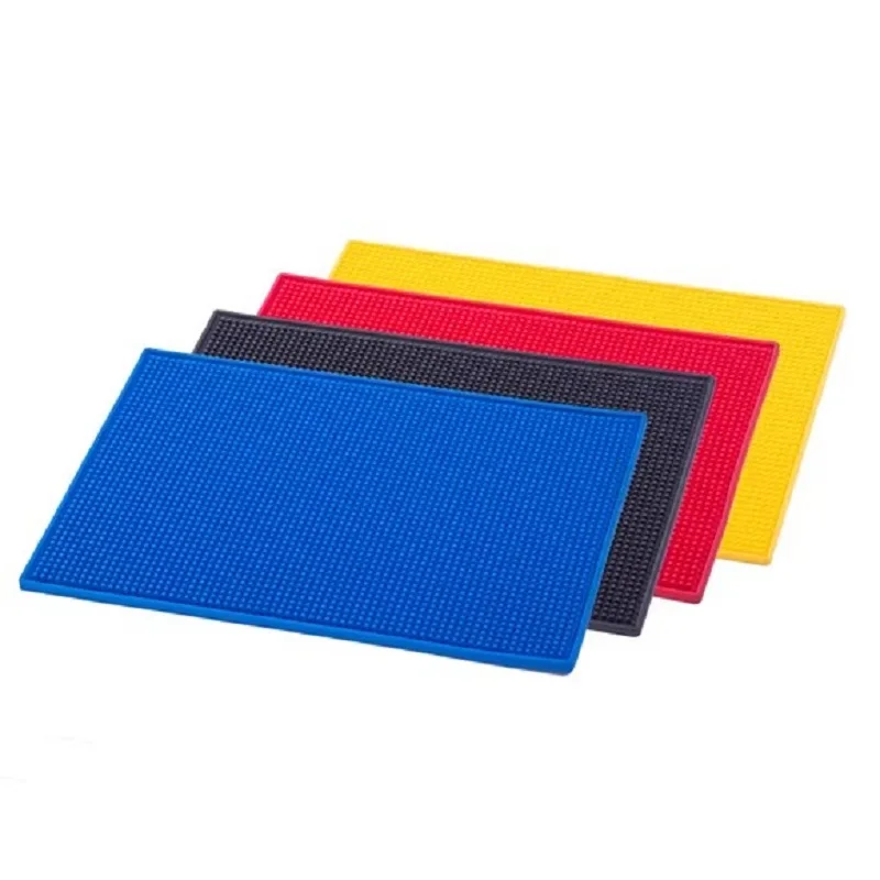 

3 Size & 4 Color Rectangle Rubber Table Cup Mat Kitchen Pvc Mat Pad For Bar Cocktail
