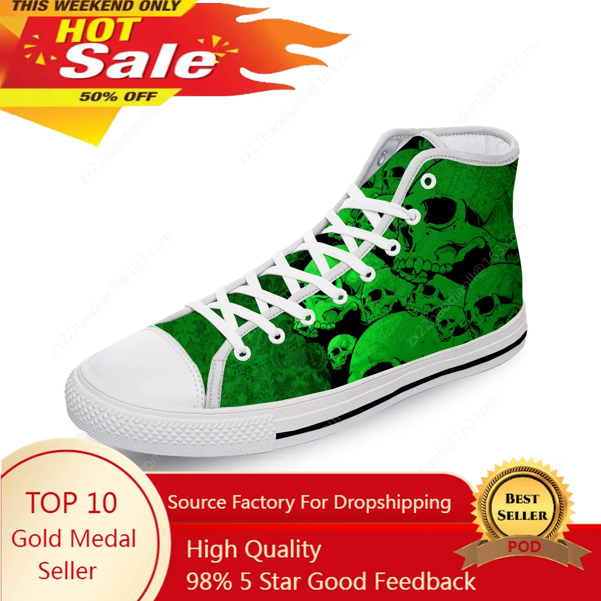 SKull Skeleton PAisley Horror Halloween White Cloth 3D Print High Top Canvas Fashion Shoes Men Women Breathable Sneakers