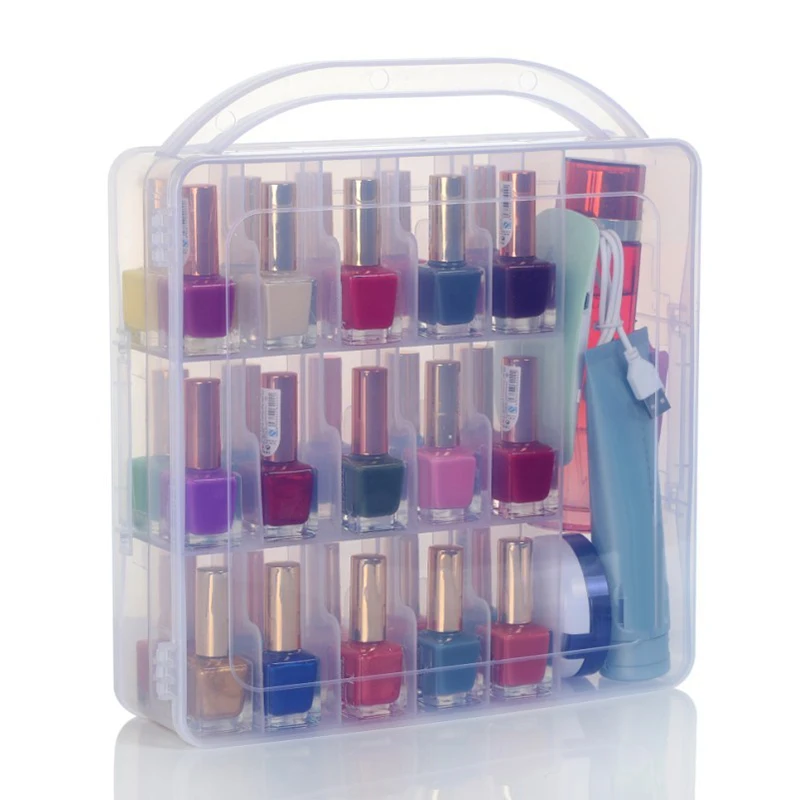 Présentoir de vernis à ongles à 30 grilles, boîte de rangement transparente Double face pour Gel UV, étagère à installation rapide, support cosmétique pour manucure