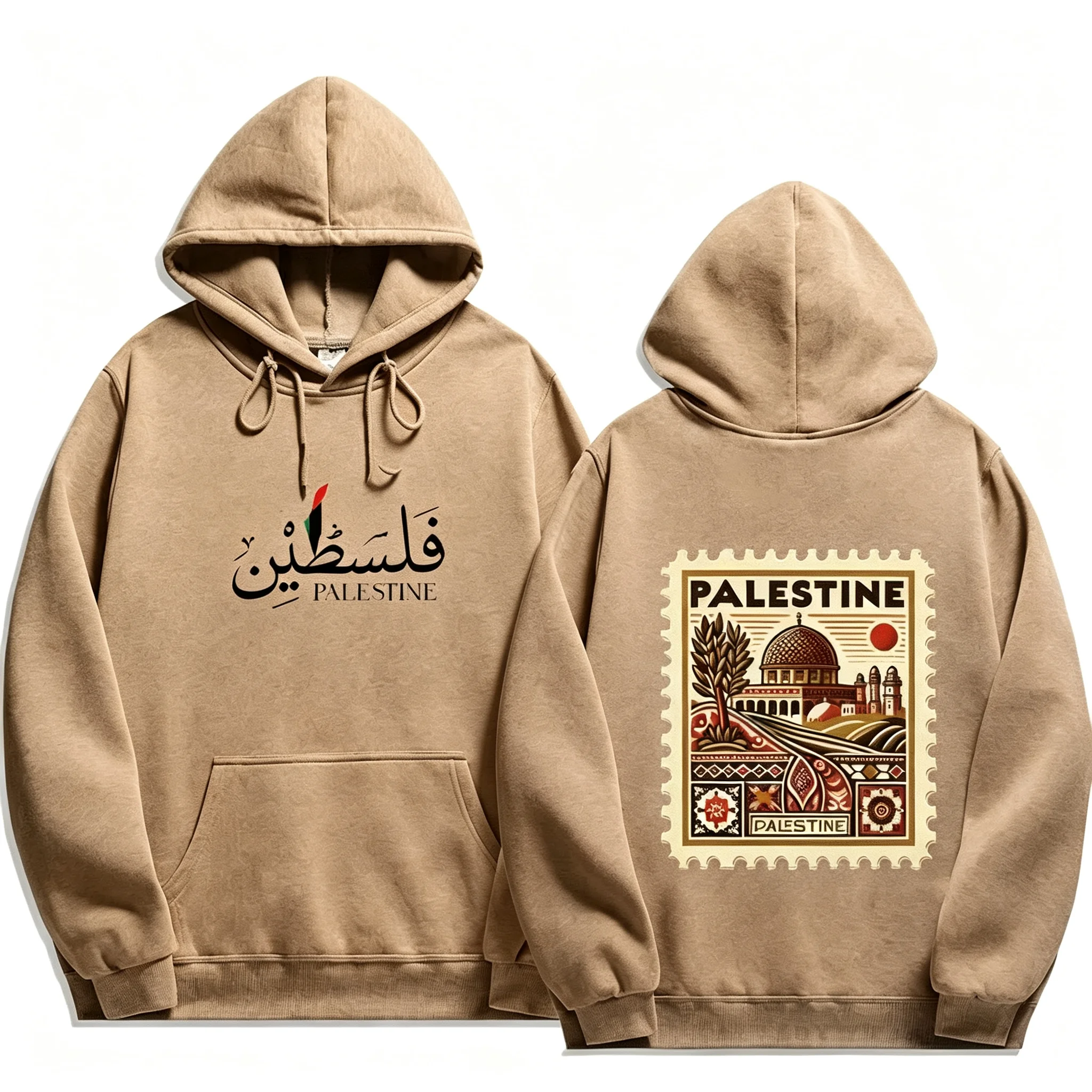 2026 Unisex Vintage Palästina Grafik-Hoodie Herbst Winter Lässiger Pullover Sweatshirt Harajuku Ästhetik Retro Streetwear Locker Geschnitten – Detail 18