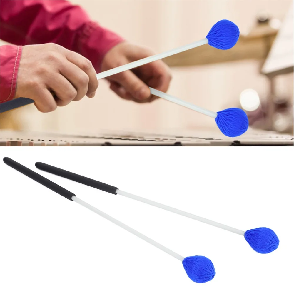 ​​Fiberglass Handles​ Yarn Head Marimba Mallets​ ​14.2 * 1.4in ​Lightweight ​Keyboard Marimba Mallets​ ​Blue