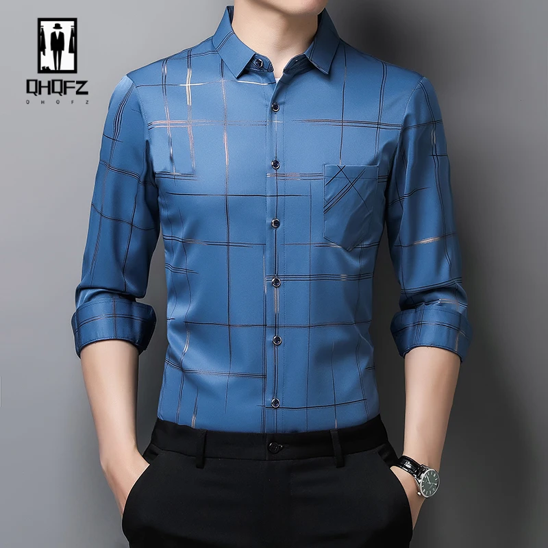 

New Men's Casual Printed Long Sleeved Lapel Shirt for Spring and Autumn Fashion Comfortable Wrinkle Free Top Without Ironing