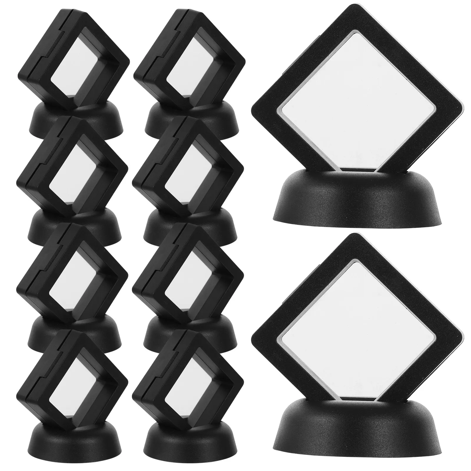 

10Set Clear Film Case for Jewelry 3D Display Box Ring Holder Organizer ABS Resistant Dustproof Elegant