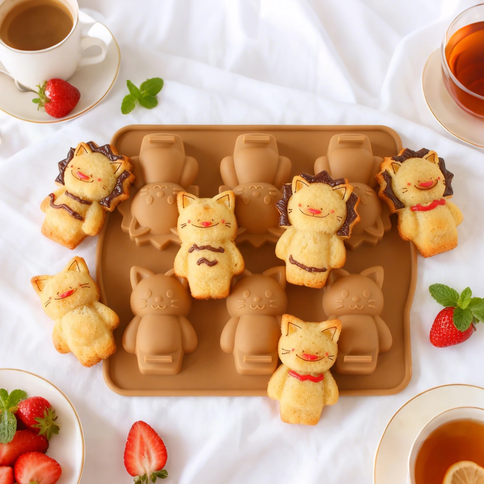 Chocolate Silicone Mold Multi-Shape Kitchen Accessory for Soap Cake Decorating Mouse Dog Rabbit Bear Lion Cat Patterns DIY Tool