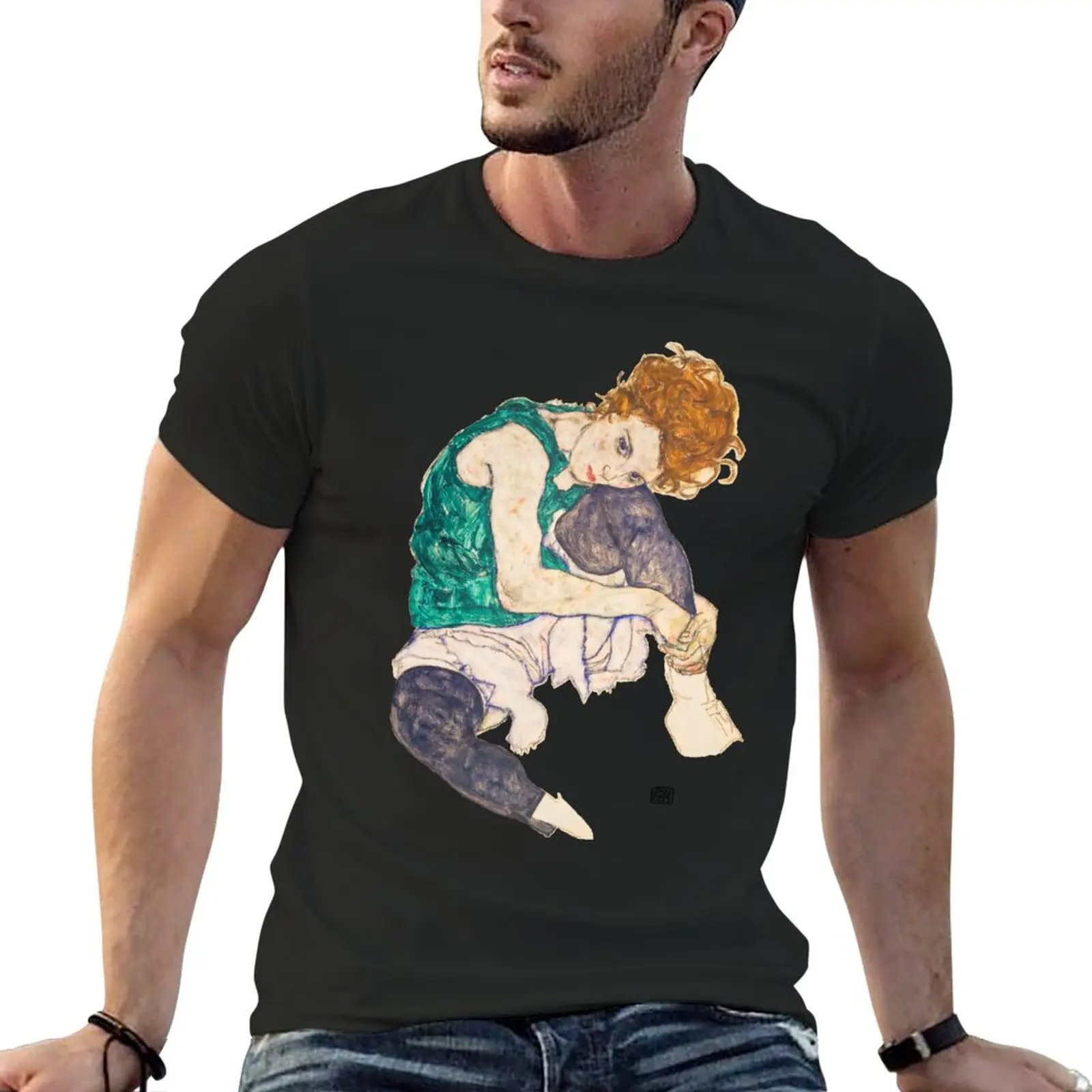 

New Seated Woman by Egon Schiele T-Shirt anime clothes graphics t shirt sweat shirts, men