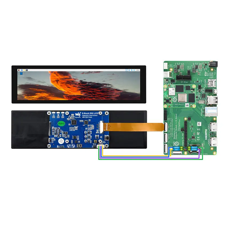 Woli Weixue Raspberry Pi 8.8inch capacitive touch screen fully laminated tempered glass panel IPS display DSI communication