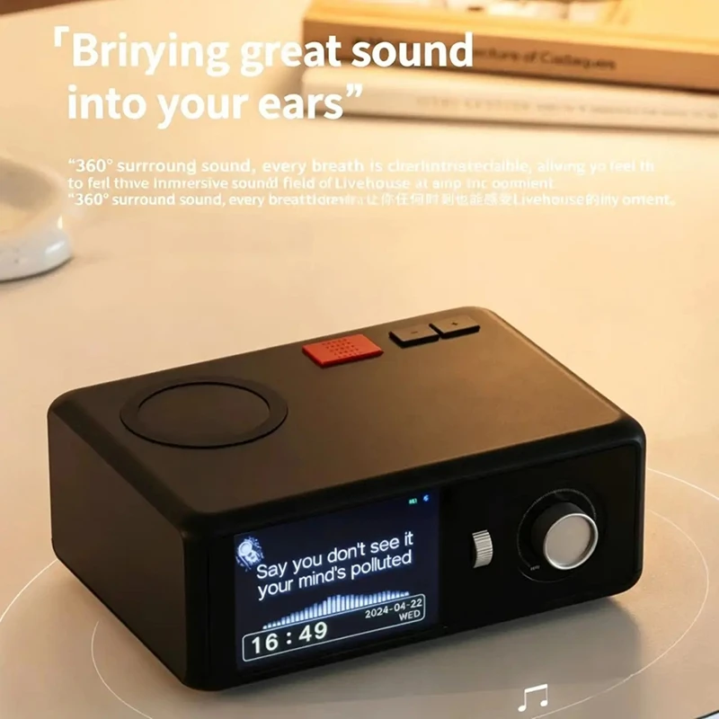 Super Sale Phone Wireless Charging Bluetooth Speaker with Clock Portable Multifunctional TFT HD Screen Lyrics Display Audio Whit