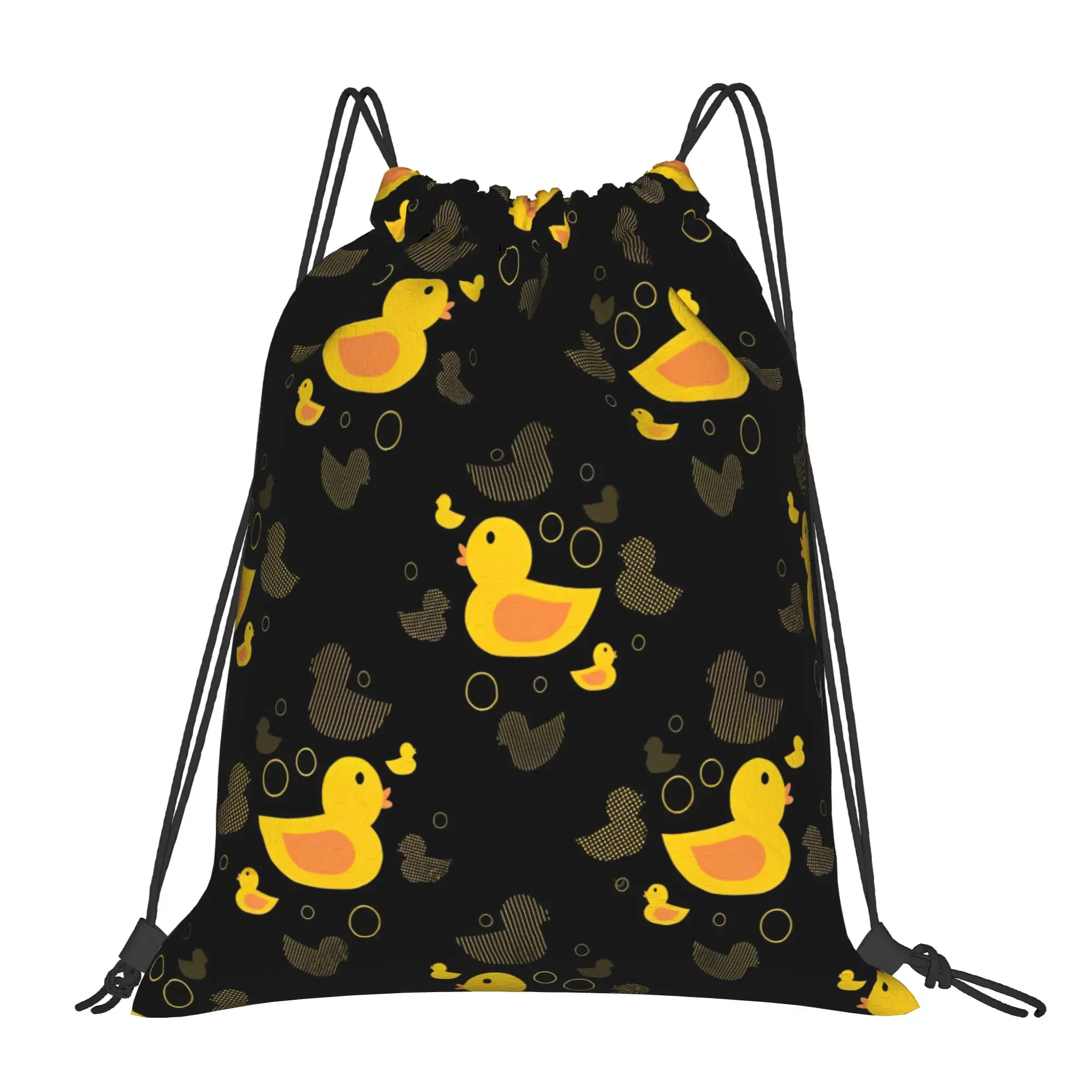 Kawaii Yellow Duck Backpack Drawstring Football Bags Gym Bag Water Resistant String Sackpack for Working Out 36cm (W) x 43cm (H)