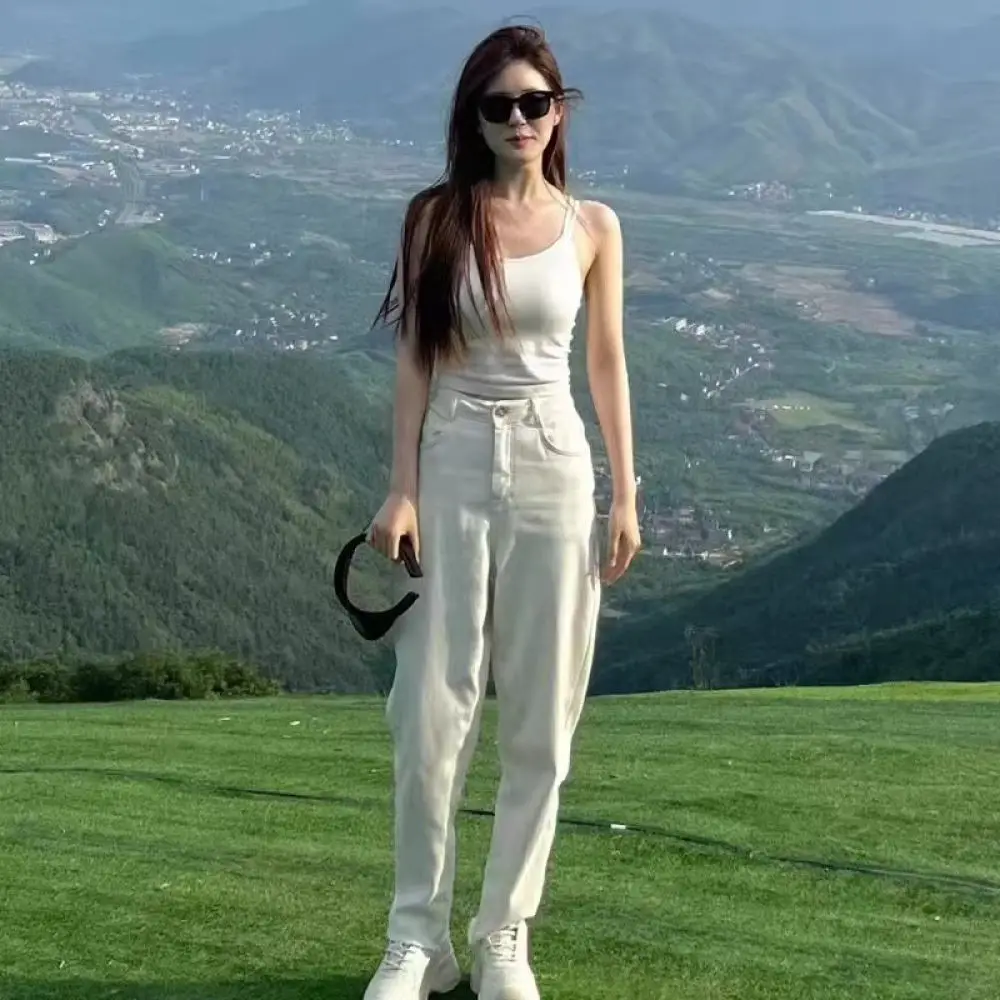 Women Fashion Camisole Backless Cross Strap Tank Top Hollow Out Vest With Chest Pad Summer Casual Solid Color Shirt