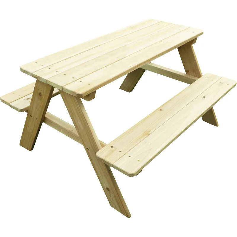 Banc d'extérieur en bois pour enfants, table à manger, robuste et durable, peut s'asseoir jusqu'à 4 enfants, 37x10.8x4.9 po, marron