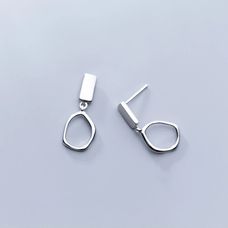 MODIAN Classic Irregular Oval Dangle Earring for Women Pure 925 Sterling Silver Simple Geometric Square Earring Fine Jewelry