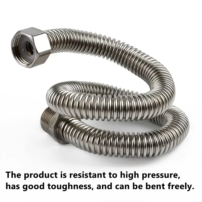 3/4 Inch 304 SUS Cold Hot Water Pipe Faucet Connection Pipe Garden Water Connection Metal Hose Fish Tank Corrugated Pipe