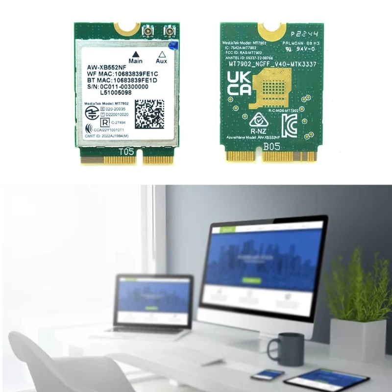 MT7902 WiFi 6E カード AW-XB552NF 2.4G 6G 2400Mbps BT5.2 NGFF Cnvi Wlan カードドロップシッピング