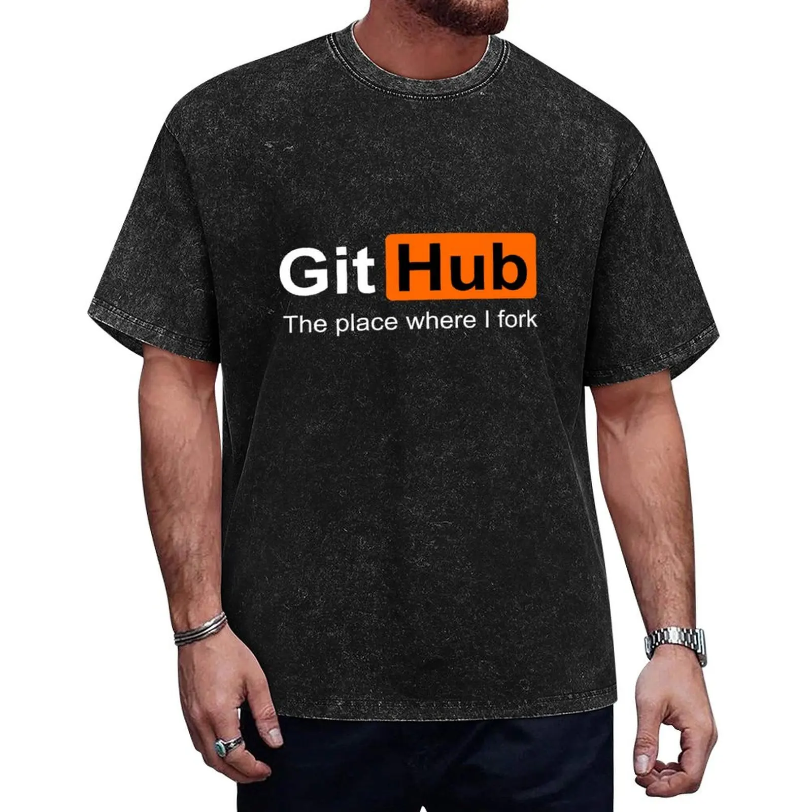 

Github - the place where I fork T-Shirt blacks summer top oversized shirts graphic tees outfits for men