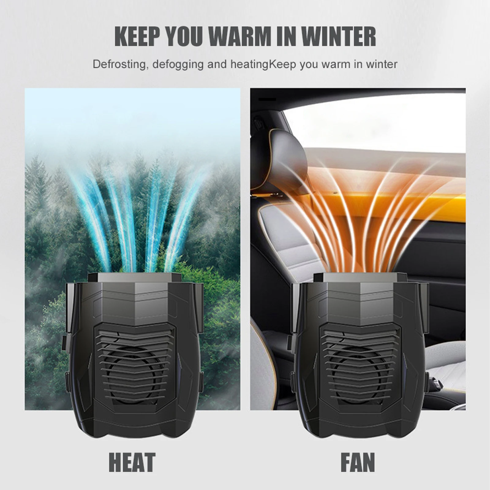 12V Car Electric Heater Demister Defroster 150W Space Heater Portable Car Heating Fan 360 Degree Rotation Automobile Accessories