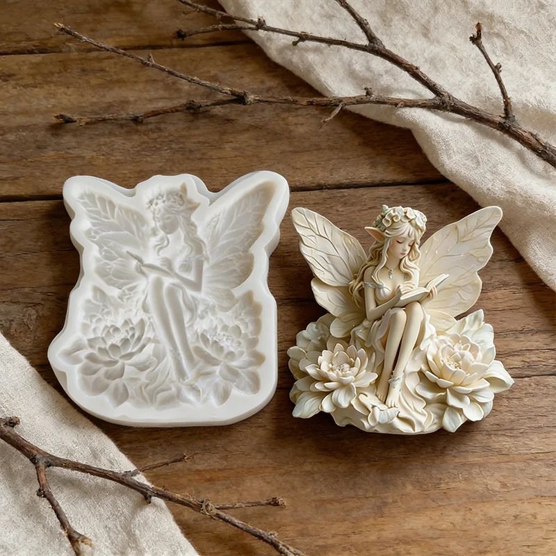 Reading Flower Fairy Silicone Mold, Dipping Mold, Used for Making Resin and Gypsum Artifacts and Decorative Pendants view 4