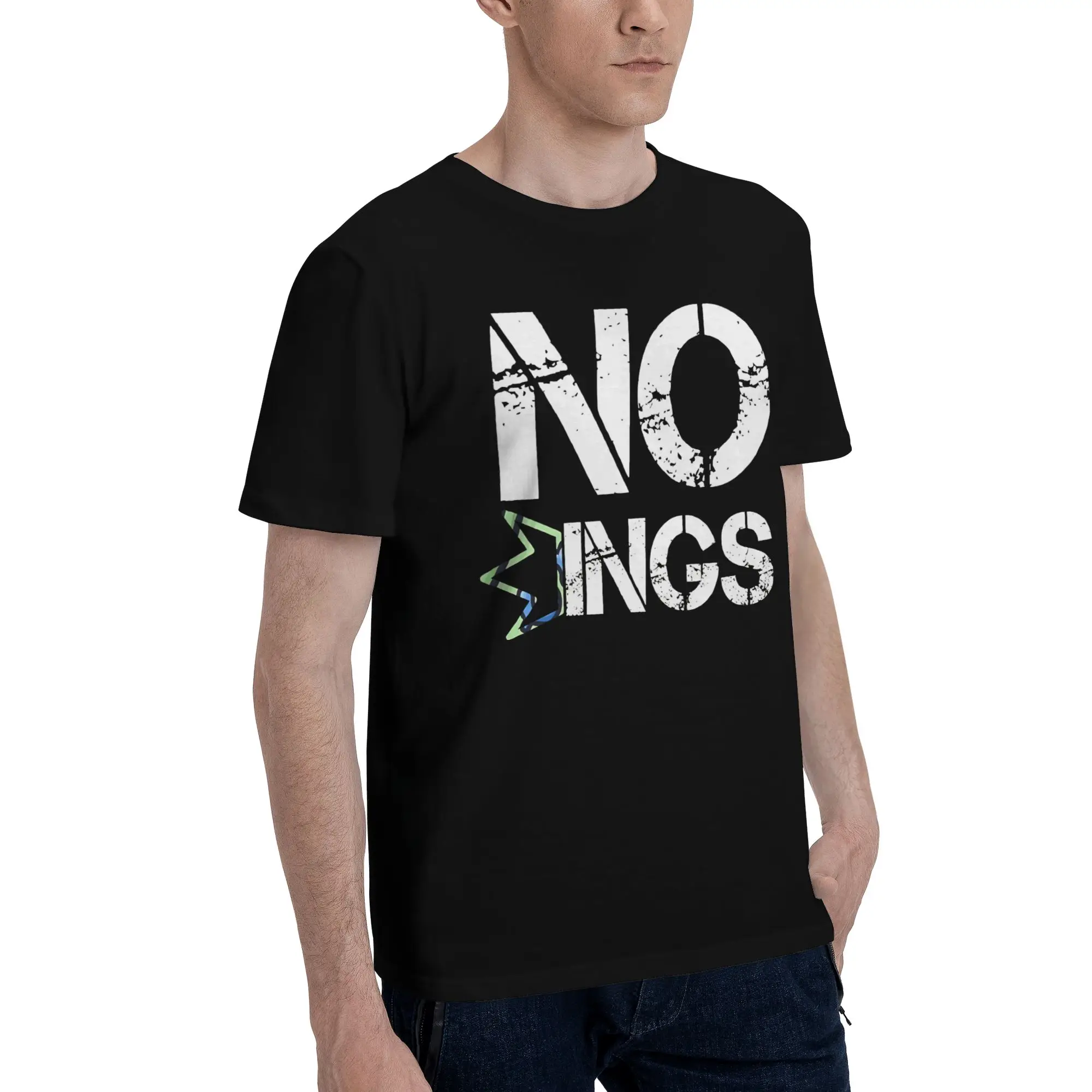 Bold Distressed Anti Authority Typography Art Print  Novelty 100% Cotton T-Shirt No Kings Tops Tees For Men