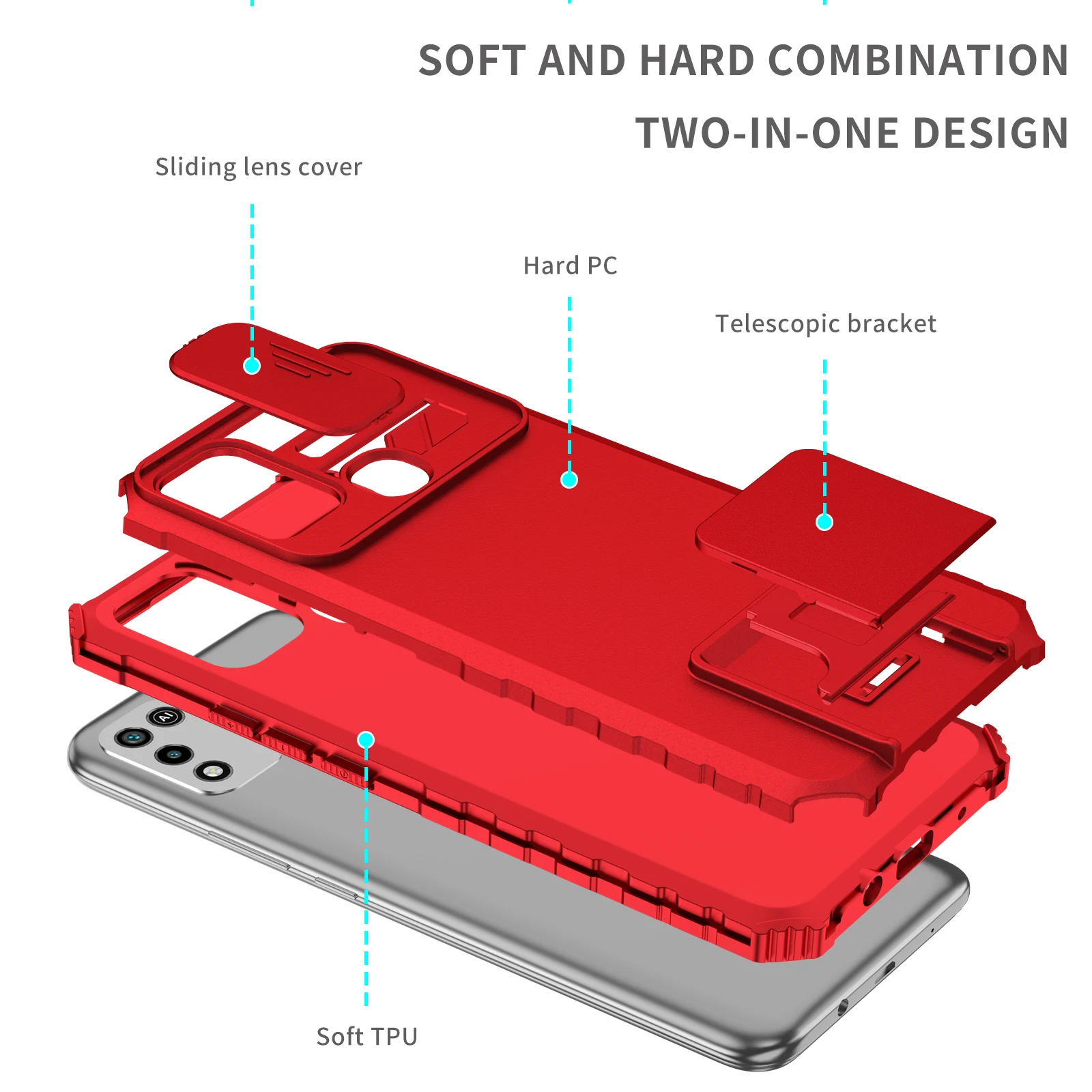 For Infinix Hot 10 Play Slide Camera Lens Phone Case Drop Bracket Shockproof Armor Case Cover for Infinix Smart 6/Hot 10/Note 11