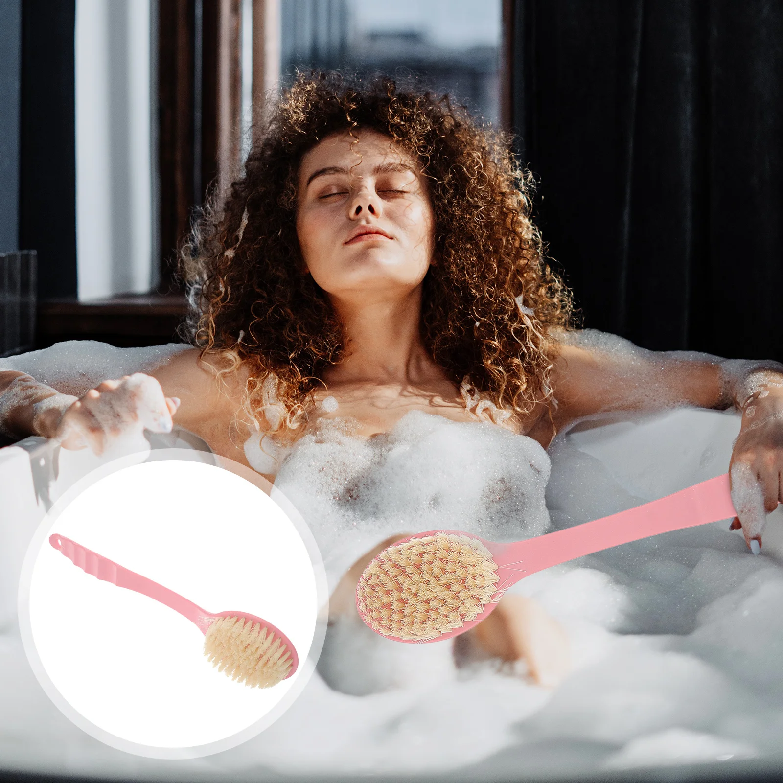 

Curved Bath Body Shower Brush Long Handle Back Cleaning Scrubber Non Slip Grip Deep Skin Cleansing Shower Brush Tool Bathroom