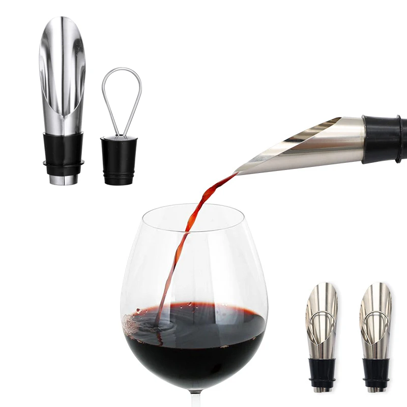 

2 In 1 Wine Bottle Stopper Funnel Pourer Dumping Plug Wine Bottle Pourer New Stainless Steel Wine Bottle Stoppers