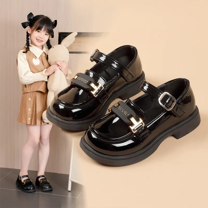 Scarpe per bambini 2024 primavera autunno nuove scarpe singole nere per bambina scarpe da principessa con suola morbida per ragazze grandi bambini