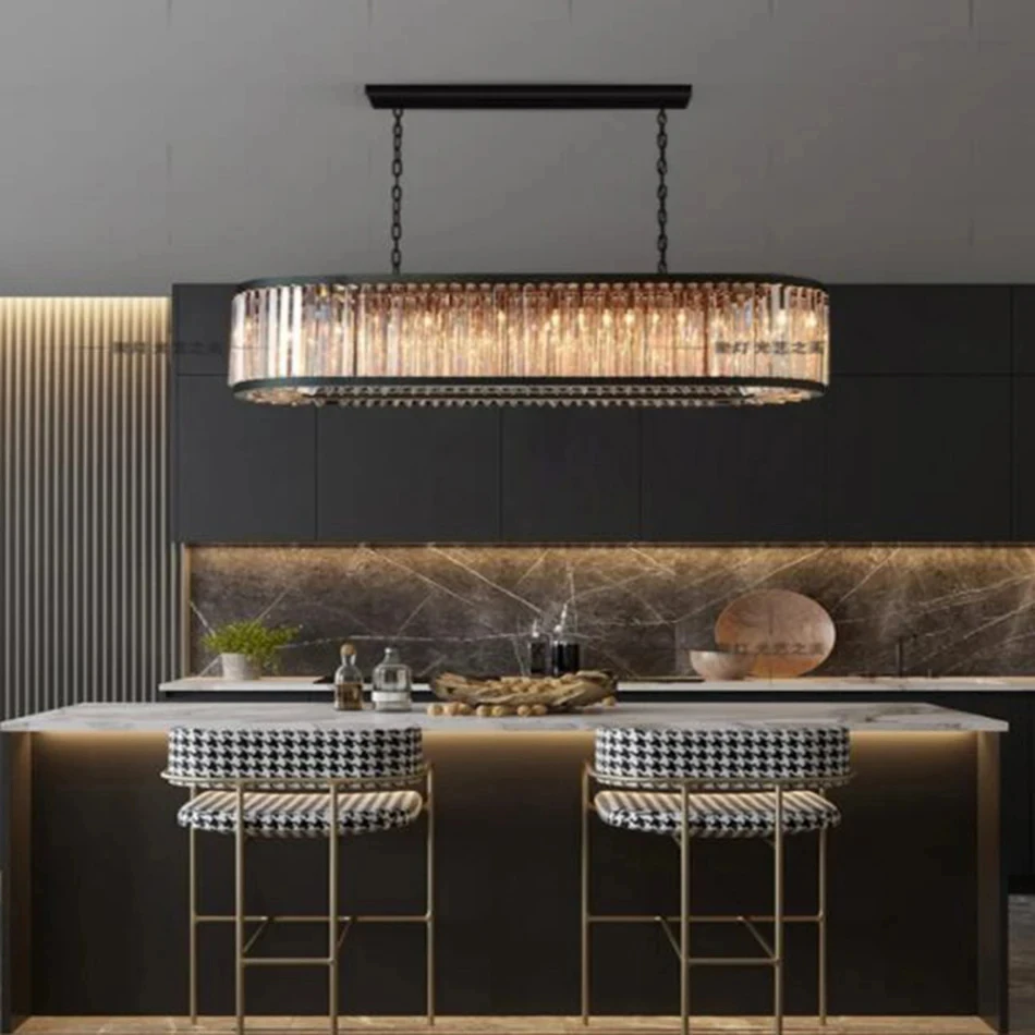 American Crystal Led Pendant Light For Home Decoration Living Room Bedroom Villa Dining Room Hotel Adjustable Lighting Fixtures