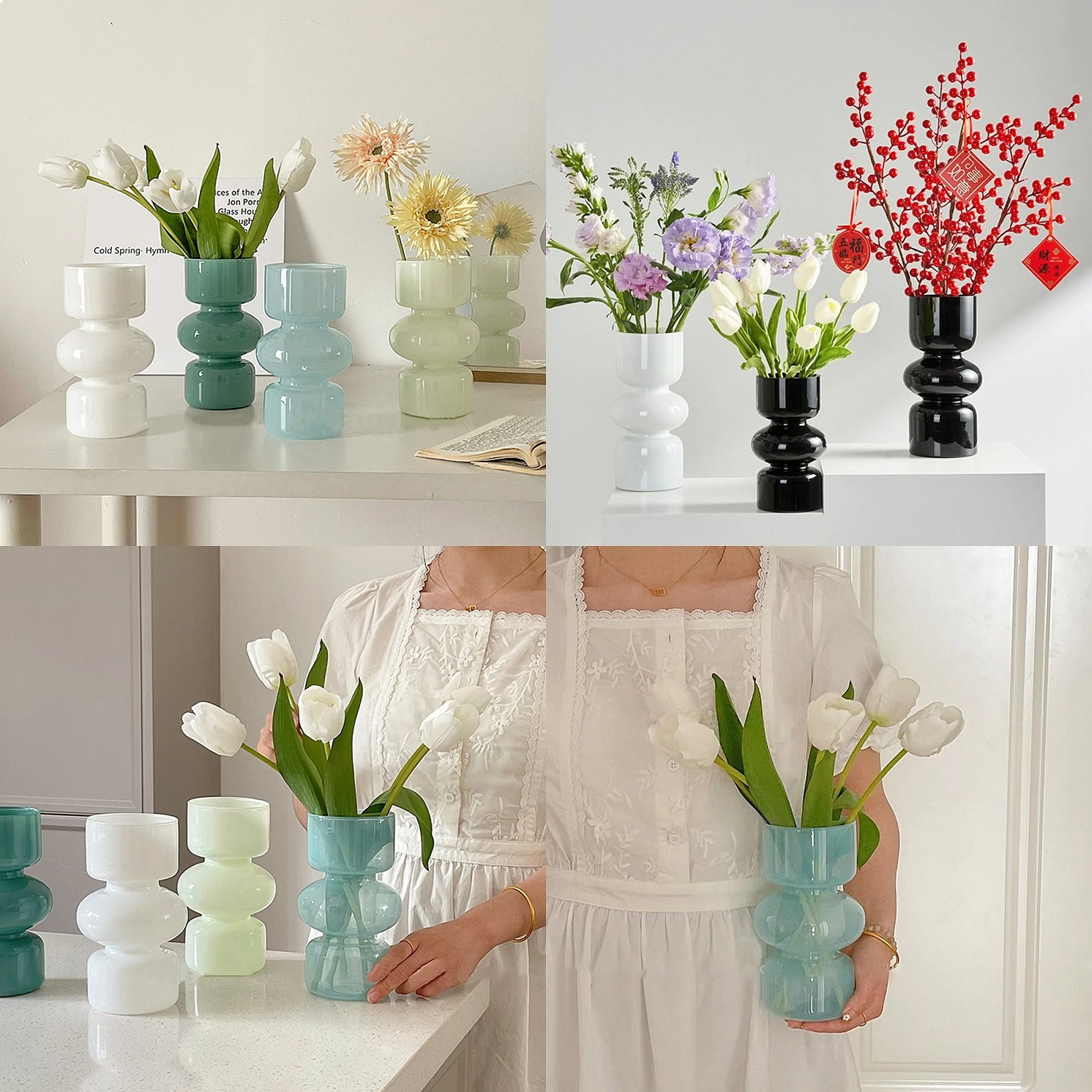 Creative Glass Flower Vase Ins Hydroponics Flower Bottle Flower Plant Arrangement Container Desktop Ornament Home Decoration