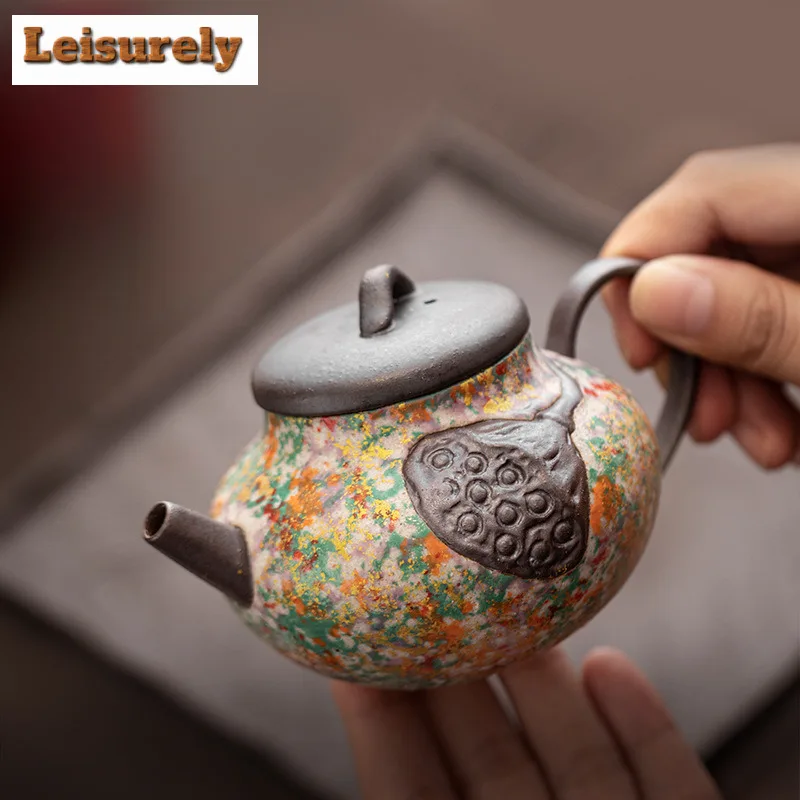 175ml Rock Painting Time Seedpod Of The Lotus Teapot Elegant Tea Infuser Pot Household Tea Making Kettle With Strainer Drinkware