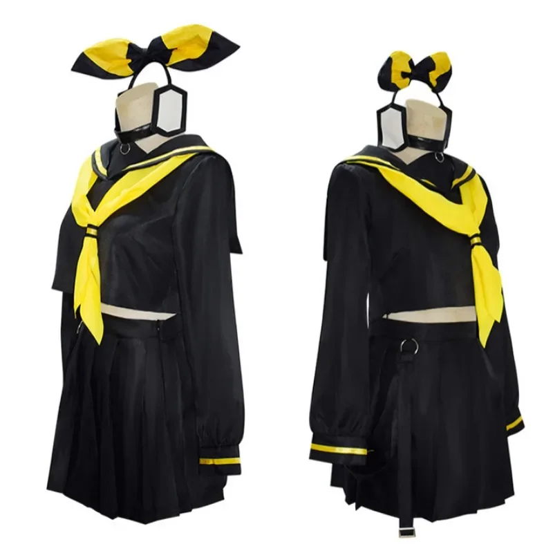 Costume de Cosplay Len Rin de l'Anime Kagamine, Ensemble Uniforme JK Noir pour Halloween, Tenues Comic Con