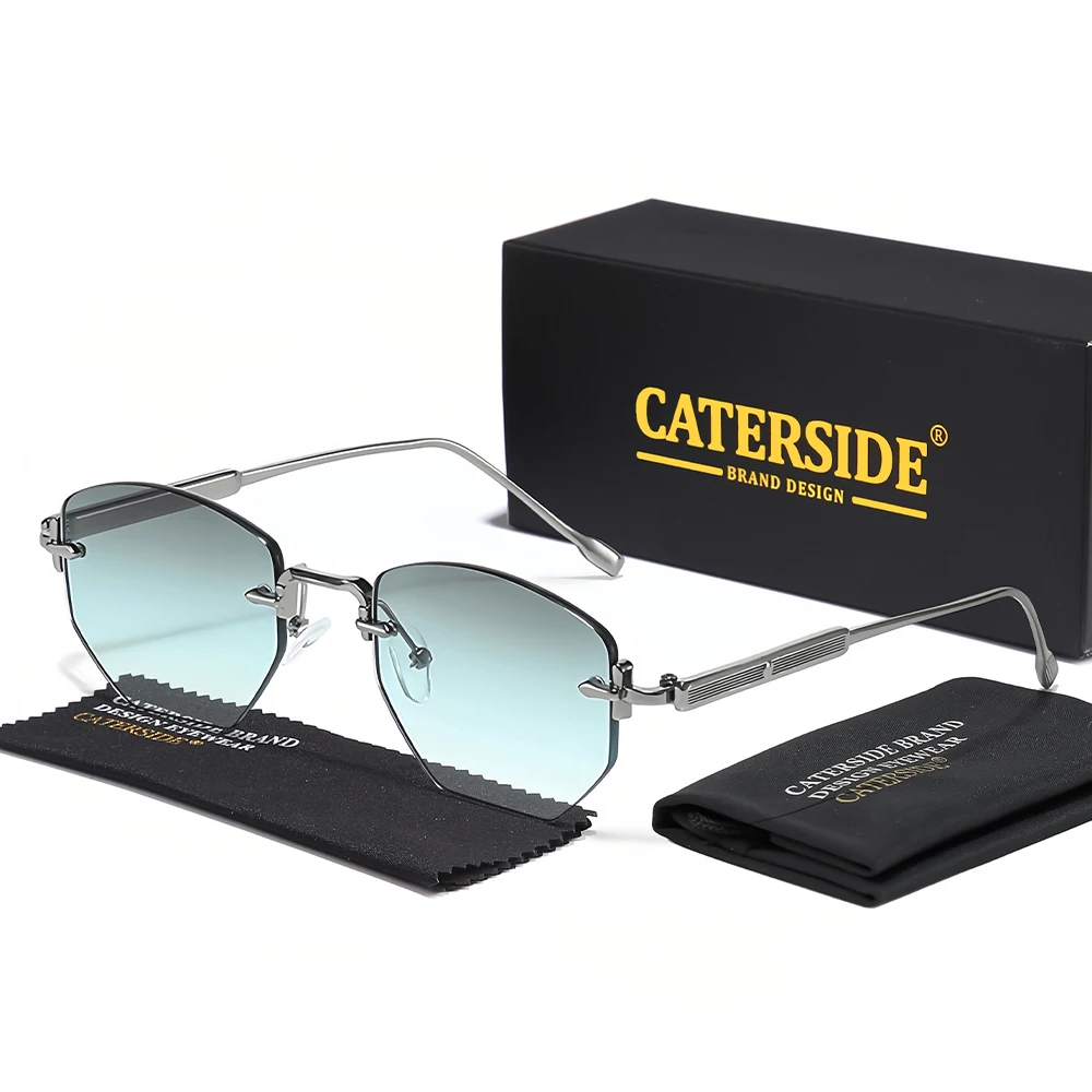 

CATERSIDE Ретро безрамные солнцезащитные очки Мужская и женская мода Панк Y2K Солнцезащитные очки Uv400 Декоративные очки для путешествий на открытом воздухе