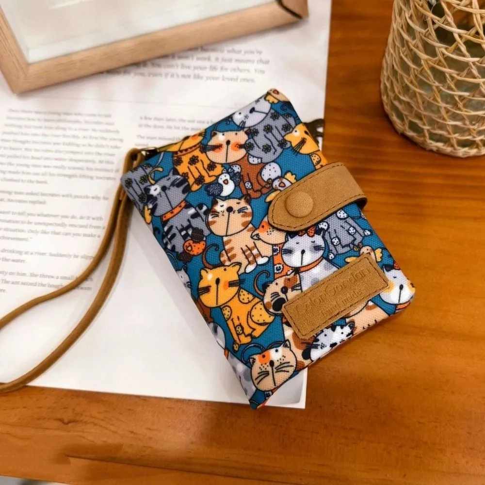 

Повседневный холщовый кошелек в корейском стиле с цветочным принтом слона, сумка для карт с животными и цветочным принтом, короткий тройной кошелек для мужчин