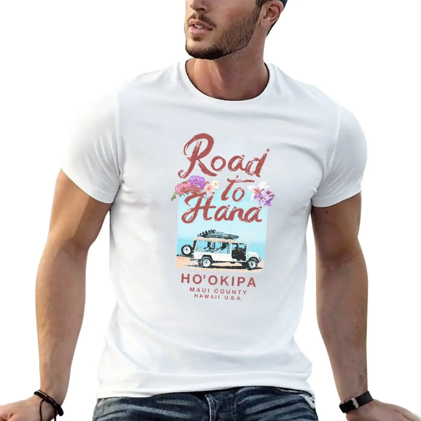 

Hawaii ROAD TO HANA Maui Vintage Hawaiian T-Shirt plain plus sizes plus size tops mens t shirt graphic