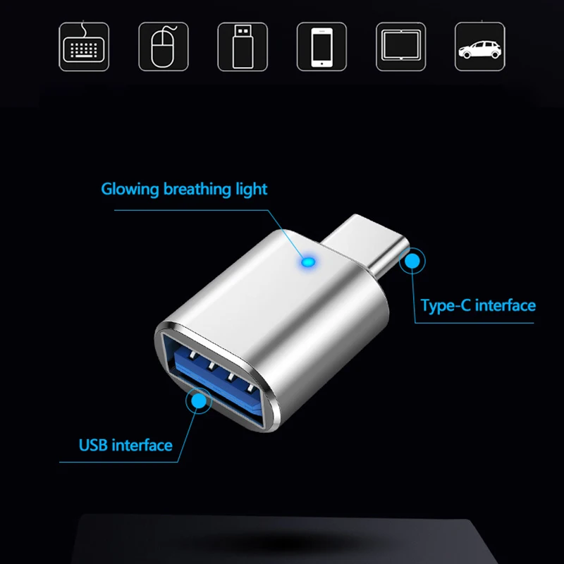 Conector Adaptador OTG para Macbook Pro, USB C para USB3.0, Conversor OTG, Xiaomi, Huawei Flash Drive Reader