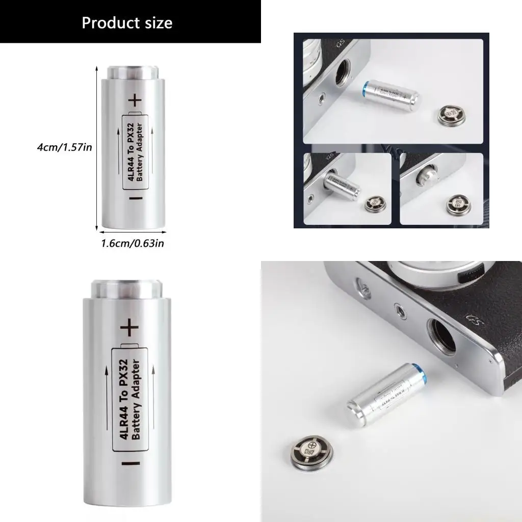 E56B Anodized Aluminum Alloy Battery Adapter For Discontinued Camera Batteries Enables 4LR44 Cell Use