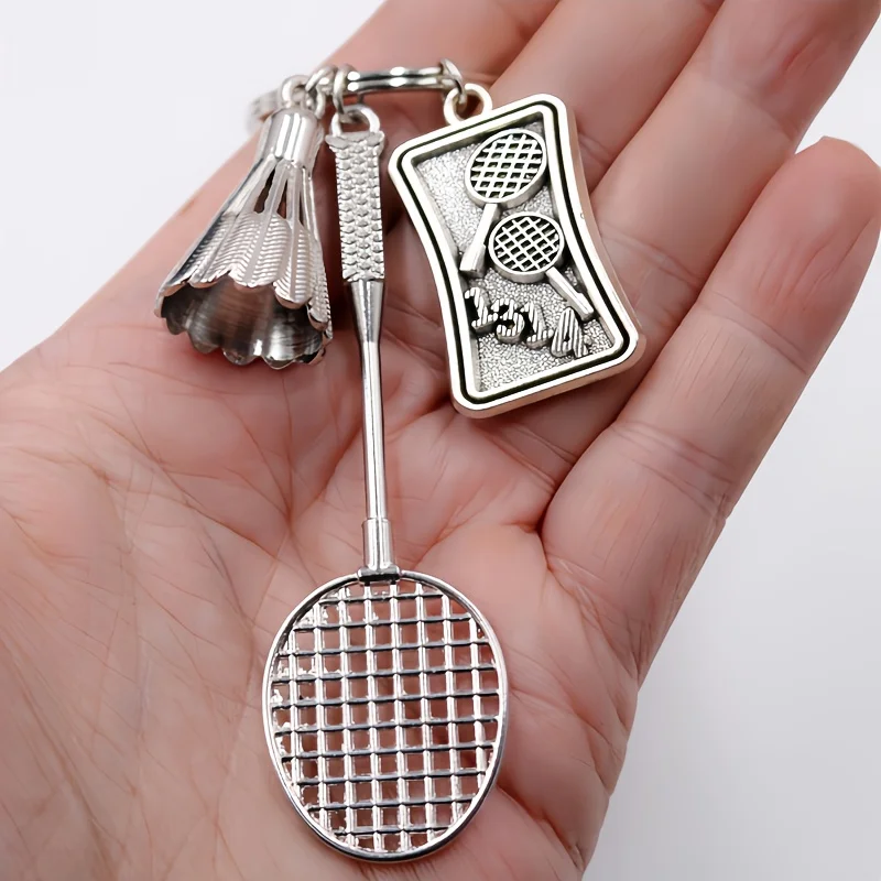 1pcs Arabic Number *1314* Charms Sports-Style Badminton and Badminton Racket Metal Keychain DIY Jewelry Gift Findings K111