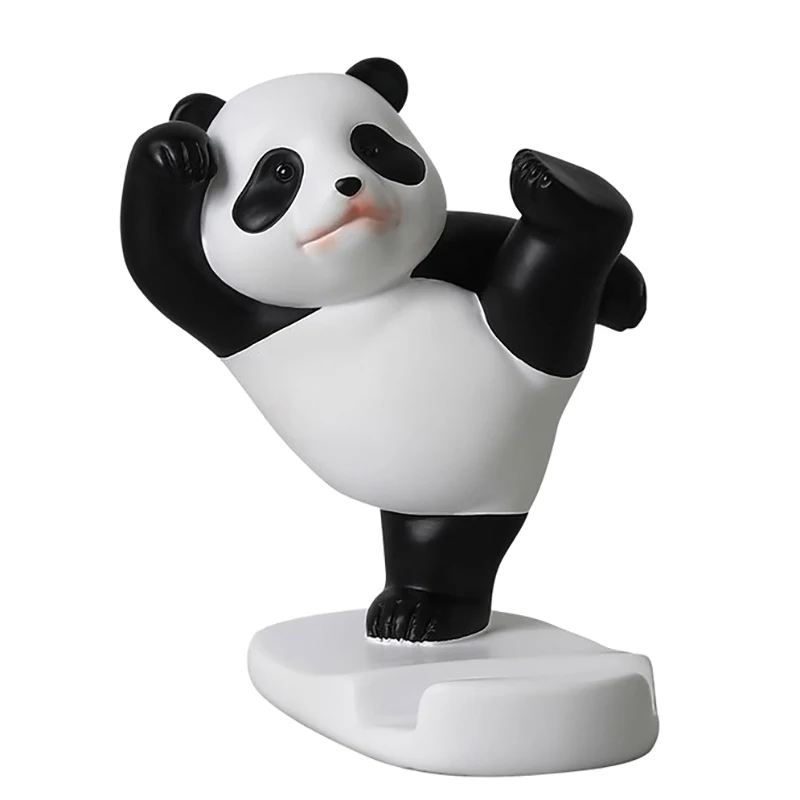 Panda Figurines For Interior Universal Cell Mobile Phone Stand Holder Modern Sculpture Statue Home Office Desk Decor image 2