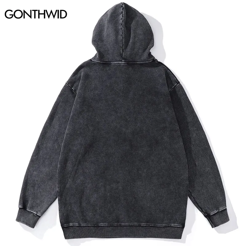 Vintage Men Hoodie Y2K Hip Hop Dobermann Dog Animal Graphic Print Washed Hooded Sweatshirt 2023 Fashion Punk Oversized Hoodies