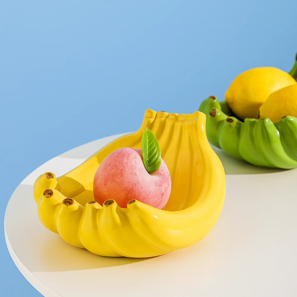 

Home Decorative Ceramic Banana Shaped Storage Tray Durable Exquisite Dessert Plate Creative Fruit Tray Dinner