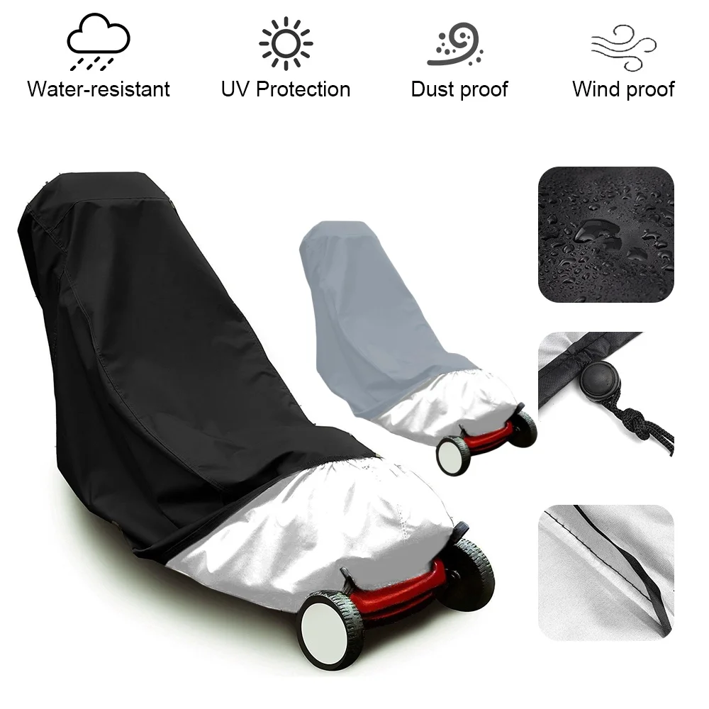 Black/Grey 210D Oxford Cloth Lawn Mower Cover UV Protection Snow Blower Dust Cover Waterproof Dust Cover