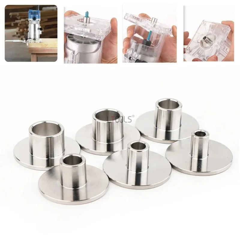 10-20mm Trimmer Sample Guide Plate Bushing Sleeve Router Bit Stainless Steel for Electric Engraving Machine Tool Part Assistance