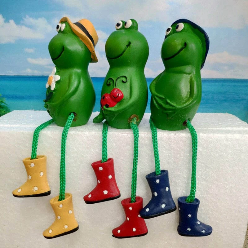 Collectible Resin Frog Figurine Sitting Dangling Legs Gardening Sitting Frog Tabletop Decor Cute Home Decorative Statue