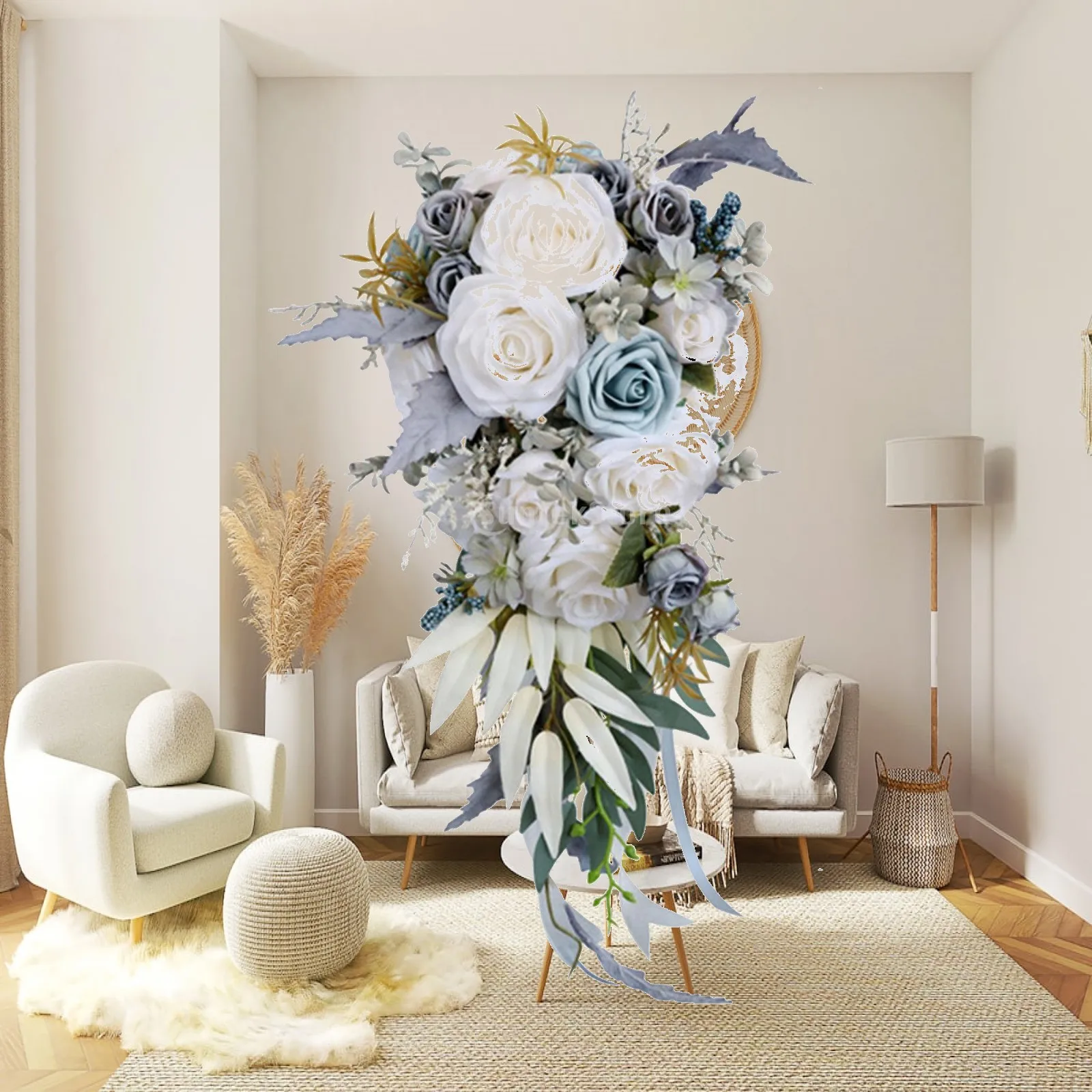 Wedding Bouquet Artificial Bridal Bouquet with Ribbons Rustic Bridesmaid Bouquet