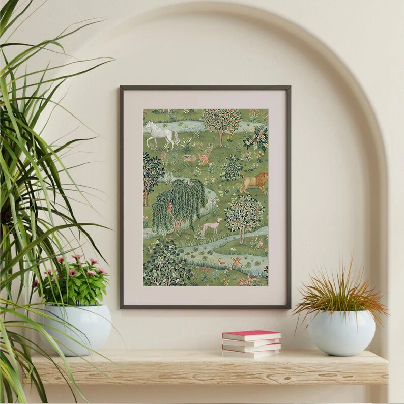 ويليام موريس طبيعة الزهور النباتية معرض فني للحيوانات ملصق ، بومة وصفصاف قماش اللوحة ، صور الحائط ، ديكور المنزل #3