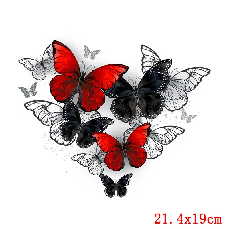 Beautiful Butterfly Thermal Stickers on T-shirt DIY Cartoon Patches Iron on Transfer for Clothing Woman Clothes Fashion Applique