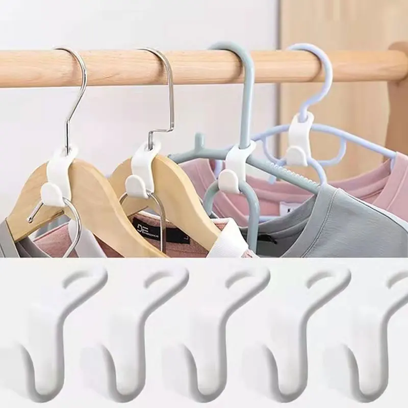 5/10/20pcs Mini Clothes Hanger for Closet Connector Hooks Cascading Plastic Wardrobe Coat Organizer Rack Holder Space Saving