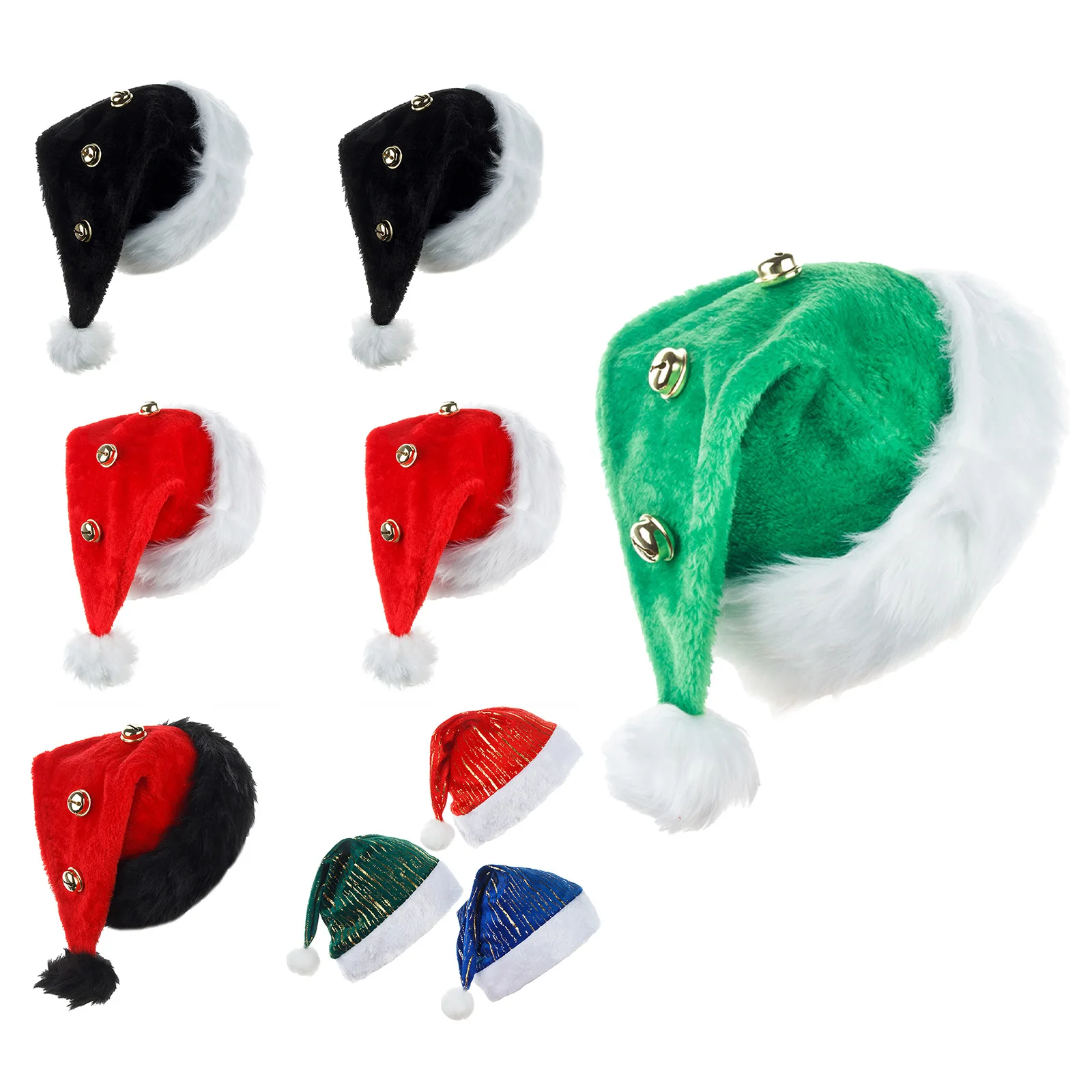 Adults Unisex 1Pc Christmas Santa Hat Classic Holiday Santa Claus Hat for New Year Party Headwear Role Play Costumes Accessories